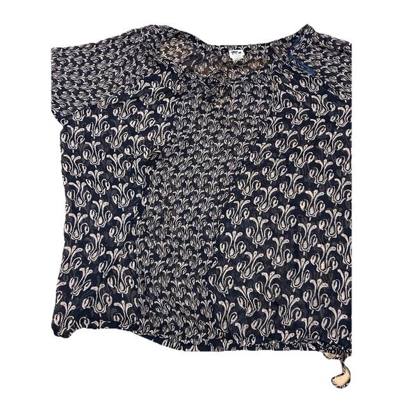 LUCKY Silk Peasant Blouse Boho Plus Size 2X Tunic Artsy Print Sheer JOHN ROBSHAW - Picture 9 of 10